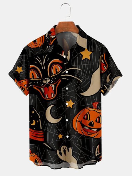 Men's Halloween Pumpkin Cat Print Casual Breathable Short Sleeve Shirt, Black, Short Sleeve Shirts
Men's Halloween Pumpkin Cat Print Casual Breathable Short Sleeve Shirt, Black, Short Sleeve Shirts