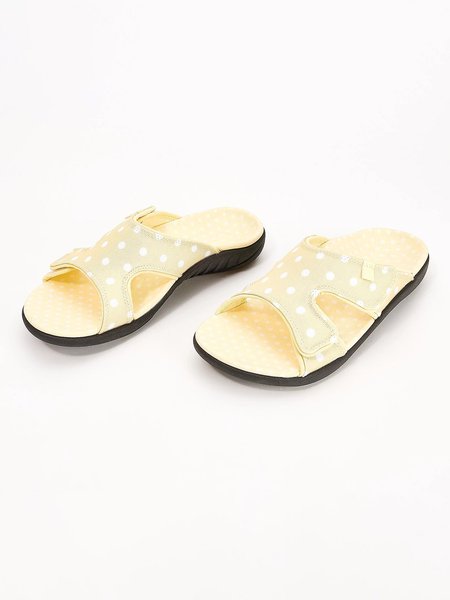 Polka Dot Velcro Portable Casual Slippers, Yellow, Sandals & Slippers