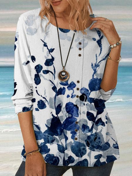 Casual Floral Knit Crew Neck Long Sleeve Top, Light gray, Blouses & Shirts
Casual Floral Knit Crew Neck Long Sleeve Top, Light gray, Blouses & Shirts