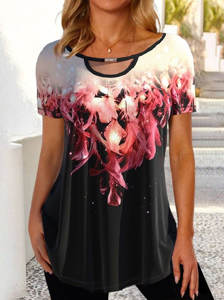 Casual Feather Design Crew Neck Short Sleeve Knit Top, Black, Shirts & Blouses
Casual Feather Design Crew Neck Short Sleeve Knit Top, Black, Shirts & Blouses