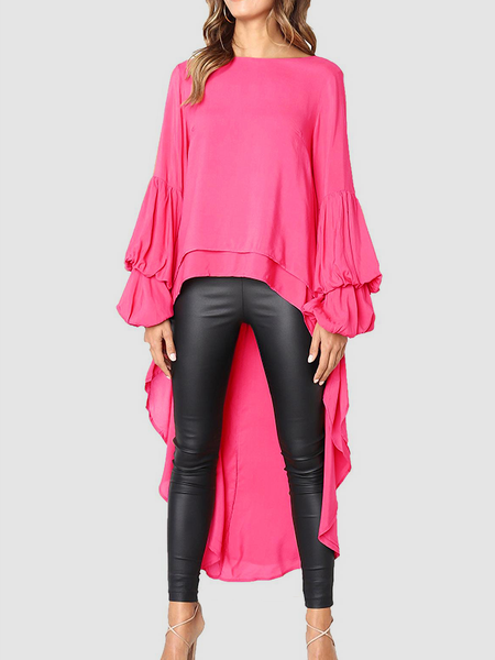 Autumn Crew Neck A-Line Long sleeve No Elasticity Loose Daily Tops, Rose red, Tops 
Autumn Crew Neck A-Line Long sleeve No Elasticity Loose Daily Tops, Rose red, Tops