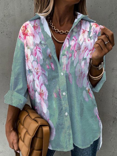 Casual Floral Shirt Collar Regular Fit Long sleeve Blouse, Green, Shirts & Blouses
Casual Floral Shirt Collar Regular Fit Long sleeve Blouse, Green, Shirts & Blouses