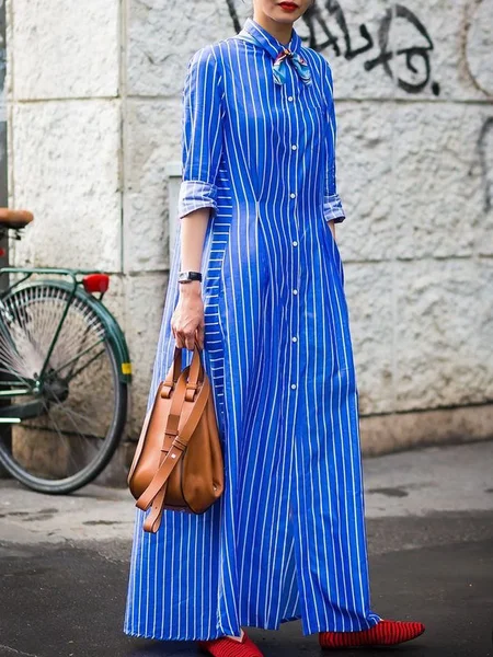 Daily Shirt Collar Pockets Striped Loose Urban Shirt Dress, Blue, Maxi Dresses
Daily Shirt Collar Pockets Striped Loose Urban Shirt Dress, Blue, Maxi Dresses