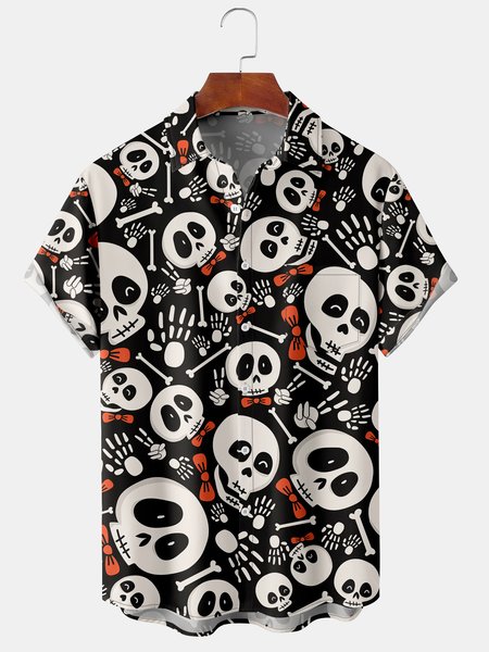 Men's Halloween Skull Print Casual Breathable Short Sleeve Shirt, Black, Men's Floral shirt
Men's Halloween Skull Print Casual Breathable Short Sleeve Shirt, Black, Men's Floral shirt