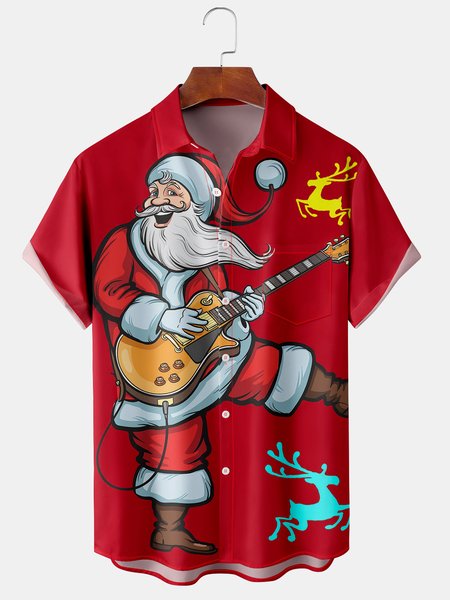 Men's Santa Print Casual Short Sleeve Shirt with Breast Pocket, Red, Short Sleeve Shirts
Men's Santa Print Casual Short Sleeve Shirt with Breast Pocket, Red, Short Sleeve Shirts
