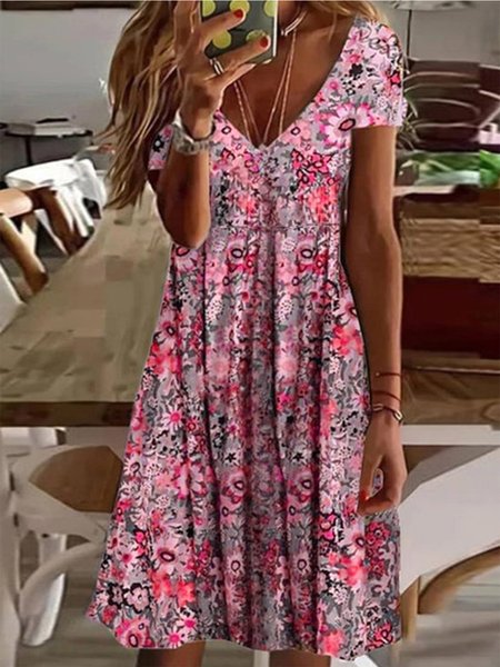 Floral Casual Regular Fit Short Sleeve Knit Dress, Rose red, Dresses
Floral Casual Regular Fit Short Sleeve Knit Dress, Rose red, Dresses