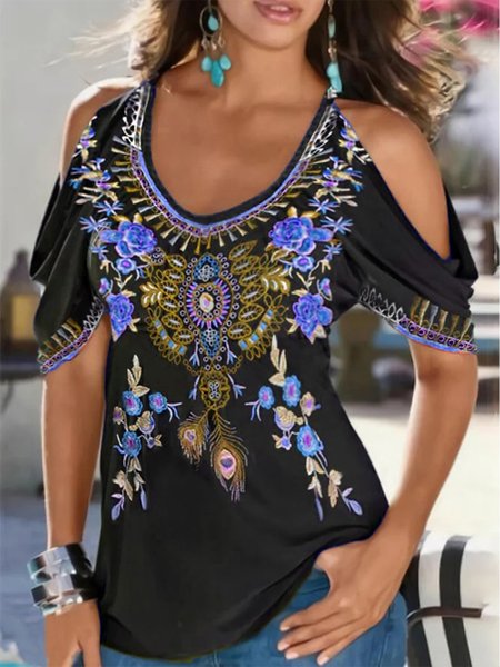 Boho V neck Printed Short Sleeve Short Sleeve T-shirt, Purple, Shirts & Blouses
Boho V neck Printed Short Sleeve Short Sleeve T-shirt, Purple, Shirts & Blouses