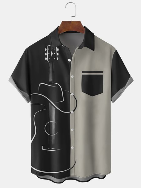 Men's Music Elements Guitar Graphic Print Short Sleeve Shirt, Black, Men's Floral shirt
Men's Music Elements Guitar Graphic Print Short Sleeve Shirt, Black, Men's Floral shirt