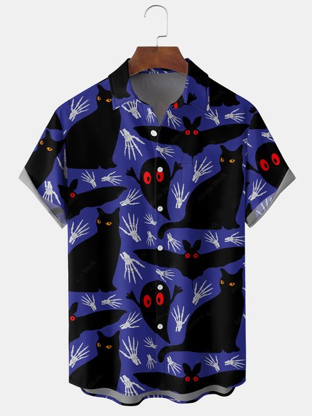 Men's Halloween Elements Cat Bat Graphic Print Short Sleeve Shirt, Blue, Men's Floral shirt
Men's Halloween Elements Cat Bat Graphic Print Short Sleeve Shirt, Blue, Men's Floral shirt