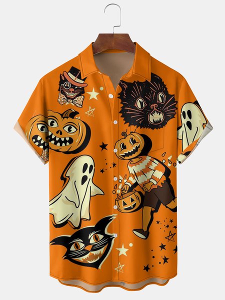 Men's Halloween Print Short Sleeve Hawaiian Shirt with Chest Pocket, Orange, Men's Floral shirt
Men's Halloween Print Short Sleeve Hawaiian Shirt with Chest Pocket, Orange, Men's Floral shirt