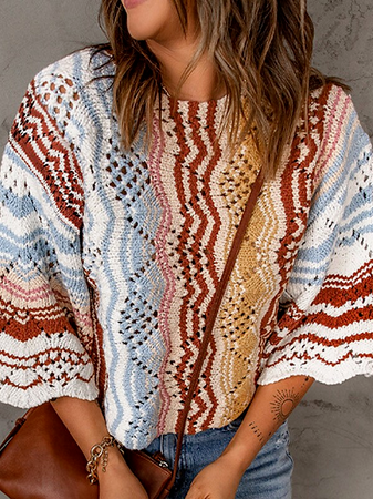 Casual Wool/Knitting Crew Neck Striped Sweater, Multicolor, Sweaters
Casual Wool/Knitting Crew Neck Striped Sweater, Multicolor, Sweaters