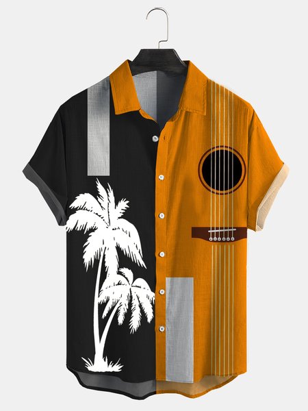 Cotton Linen Music Print Casual Short Sleeve Shirt, As picture, Men's Floral shirt
Cotton Linen Music Print Casual Short Sleeve Shirt, As picture, Men's Floral shirt