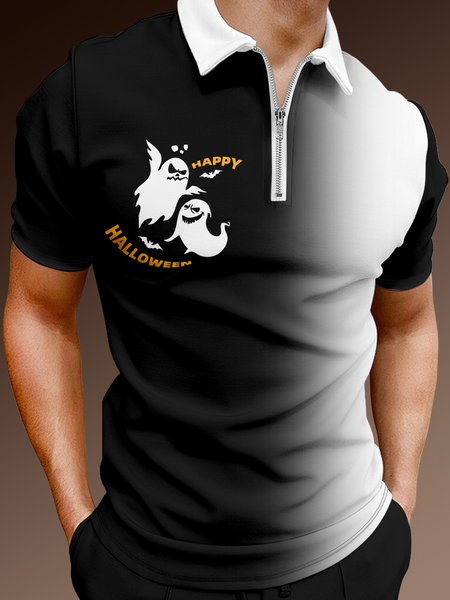 Casual Festive Collection Gradient Halloween Ghost Element Pattern Lapel Short Sleeve Polo Print Top, Black, Men's t-shirts
Casual Festive Collection Gradient Halloween Ghost Element Pattern Lapel Short Sleeve Polo Print Top, Black, Men's t-shirts