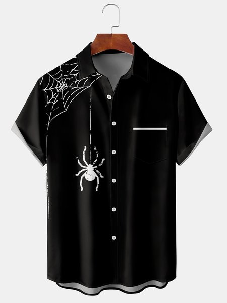 Men's Halloween Spider Print Casual Breathable Short Sleeve Shirt, Black, Men's Floral shirt
Men's Halloween Spider Print Casual Breathable Short Sleeve Shirt, Black, Men's Floral shirt