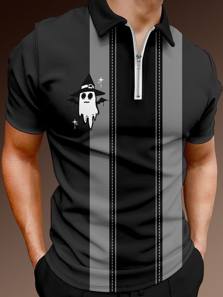 Casual Festive Collection Geometric Striped Halloween Ghost Pattern Lapel Short Sleeve Polo Print Top, Black, Polos
Casual Festive Collection Geometric Striped Halloween Ghost Pattern Lapel Short Sleeve Polo Print Top, Black, Polos