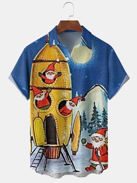 Mens Christmas Santa in Spaceship Print Front Buttons Soft Breathable Chest Pocket Casual Hawaiian Shirts, Blue, Men's Floral shirt
Mens Christmas Santa in Spaceship Print Front Buttons Soft Breathable Chest Pocket Casual Hawaiian Shirts, Blue, Men's Floral shirt
