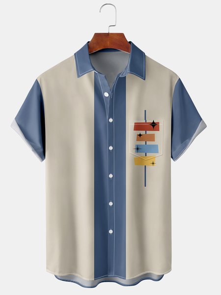 Casual Art Collection Medieval Stripe Geometric Color Block Pattern Lapel Short Sleeve Shirt Print Top, Light blue, Men's Floral shirt
Casual Art Collection Medieval Stripe Geometric Color Block Pattern Lapel Short Sleeve Shirt Print Top, Light blue, Men's Floral shirt