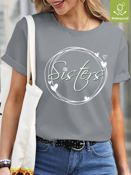 Women Sisters Floral Waterproof Oilproof And Stainproof Fabric Letters Casual T-Shirt, Gray, T-shirts
Women Sisters Floral Waterproof Oilproof And Stainproof Fabric Letters Casual T-Shirt, Gray, T-shirts