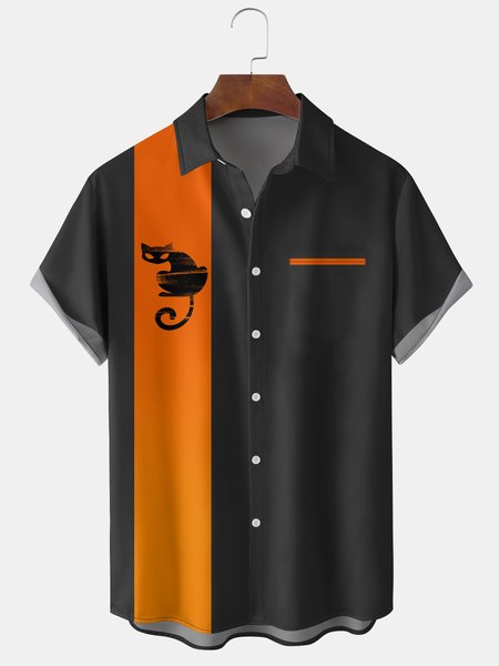 Men's Halloween Elements Cat Graphic Print Short Sleeve Shirt, Black, Men's Floral shirt
Men's Halloween Elements Cat Graphic Print Short Sleeve Shirt, Black, Men's Floral shirt