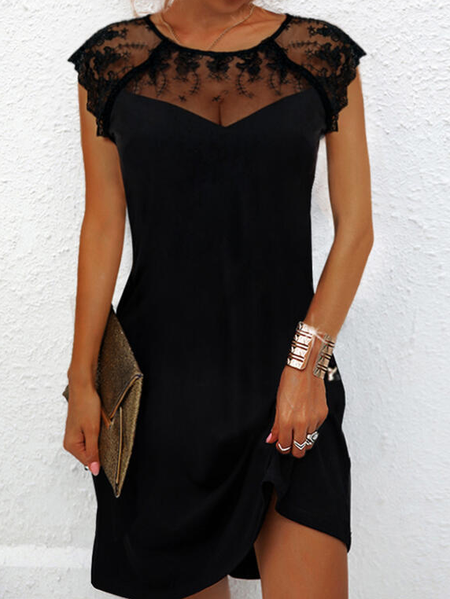 Lace Elegant Regular Fit Prom Dress, Black, Dresses