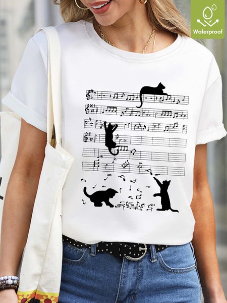 Women Cat Music Waterproof Oilproof Stainproof Fabric Crew Neck T-Shirt, White, T-shirts
Women Cat Music Waterproof Oilproof Stainproof Fabric Crew Neck T-Shirt, White, T-shirts