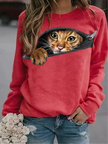 Women's Funny 3D Cat Printed Crew Neck Casual Sweatshirt, Pink, Hoodies&Sweatshirts
Women's Funny 3D Cat Printed Crew Neck Casual Sweatshirt, Pink, Hoodies&Sweatshirts
