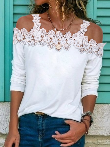 Plain Simple Autumn Micro-Elasticity Daily Lace Jersey Regular H-Line Top for Women, White, Tops
Plain Simple Autumn Micro-Elasticity Daily Lace Jersey Regular H-Line Top for Women, White, Tops