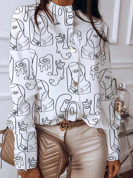 Autumn H-Line Long sleeve Urban Stand Collar Loose Daily Blouse, White, Blouses and Shirts
Autumn H-Line Long sleeve Urban Stand Collar Loose Daily Blouse, White, Blouses and Shirts