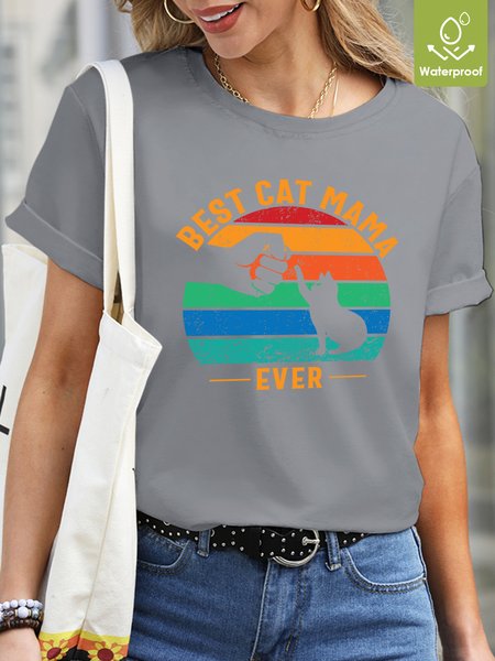 Crew Neck Loose Animal Waterproof, Oilproof And Stainproof Fabric T-Shirt, Light gray, T-shirts
Crew Neck Loose Animal Waterproof, Oilproof And Stainproof Fabric T-Shirt, Light gray, T-shirts