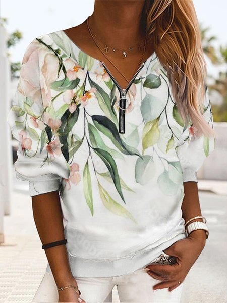 Holiday leaves flowers zipper loose top sweater, White, Sweatshirts & Hoodies
Holiday leaves flowers zipper loose top sweater, White, Sweatshirts & Hoodies