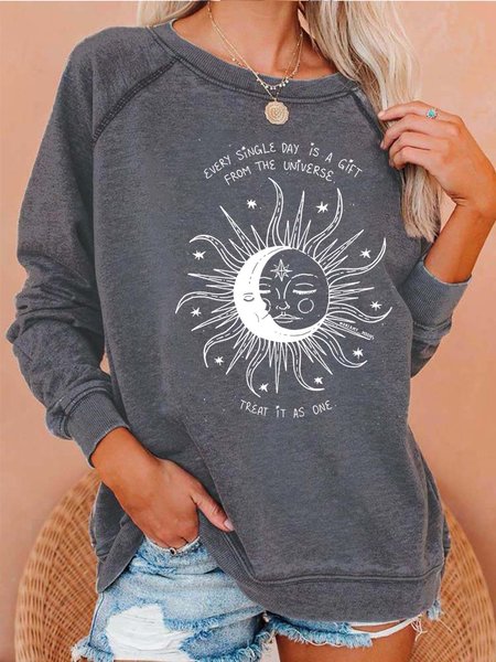 Women Sun Moon Star Letters Loose Crew Neck Casual Sweatshirts, Gray, Hoodies&Sweatshirts
Women Sun Moon Star Letters Loose Crew Neck Casual Sweatshirts, Gray, Hoodies&Sweatshirts