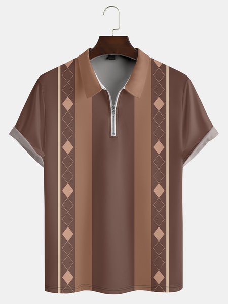 Casual Art Collection Mid-Century Geometric Stripe Color Block Pattern Lapel Short Sleeve Polo Print Top, Red brown, Men's t-shirts
Casual Art Collection Mid-Century Geometric Stripe Color Block Pattern Lapel Short Sleeve Polo Print Top, Red brown, Men's t-shirts