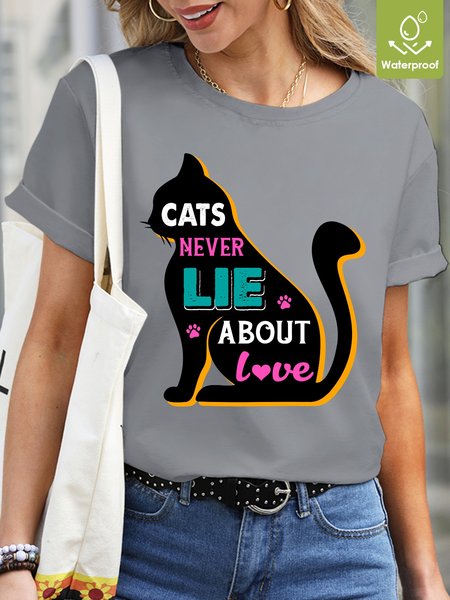 Cats Never Lie About Love Waterproof Oilproof And Stainproof Fabric Women's Casual T-shirt, Gray, T-shirts
Cats Never Lie About Love Waterproof Oilproof And Stainproof Fabric Women's Casual T-shirt, Gray, T-shirts