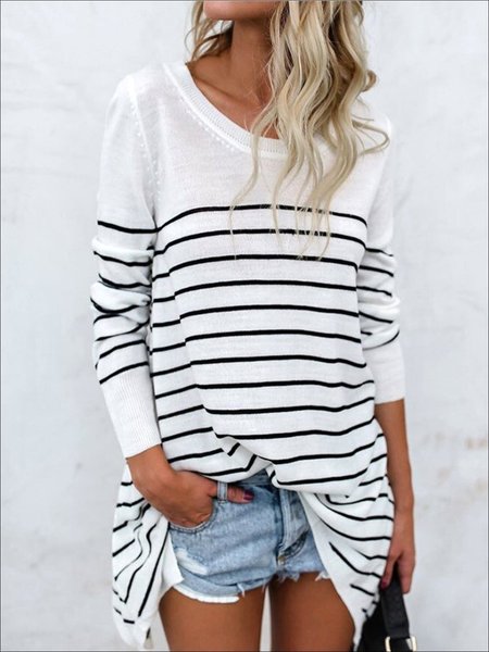 Women’s Trendy Oversized Off Shoulder Striped Sweater, White, Sweaters
Women’s Trendy Oversized Off Shoulder Striped Sweater, White, Sweaters