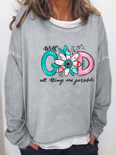 Women Plant Floral God Letters Casual Loose Sweatshirts, Light gray, Hoodies&Sweatshirts
Women Plant Floral God Letters Casual Loose Sweatshirts, Light gray, Hoodies&Sweatshirts