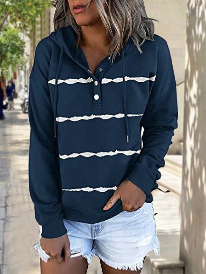 Casual Striped Loose Knit Long Sleeve Hooded Sweatshirt, Light blue, Sweatshirts & Hoodies
Casual Striped Loose Knit Long Sleeve Hooded Sweatshirt, Light blue, Sweatshirts & Hoodies