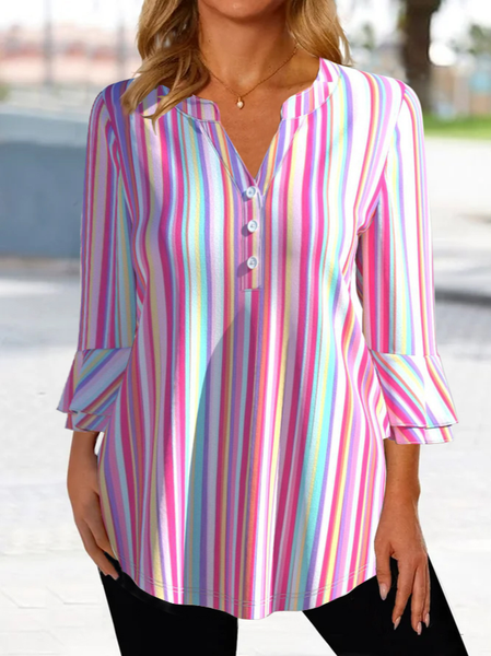 Striped Rose Pink Split Neck 3/4 Sleeve Blouse, Multicolor, Shirts & Blouses
Striped Rose Pink Split Neck 3/4 Sleeve Blouse, Multicolor, Shirts & Blouses