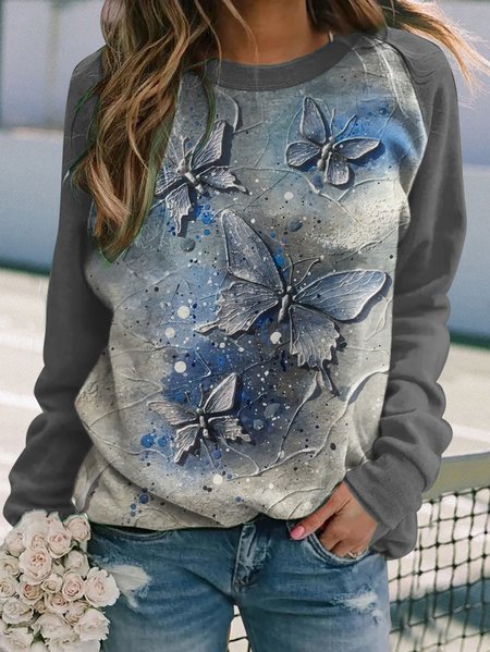 Casual Butterfly Design Raglan Sleeves Crew Neck Loose Knit Sweatshirt, Gray, Sweatshirts & Hoodies
Casual Butterfly Design Raglan Sleeves Crew Neck Loose Knit Sweatshirt, Gray, Sweatshirts & Hoodies