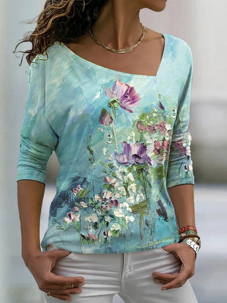 JFN Asymmetrical Neck Casual Painting Asymmetrical Floral T-Shirt, Multicolor, T-Shirts
JFN Asymmetrical Neck Casual Painting Asymmetrical Floral T-Shirt, Multicolor, T-Shirts