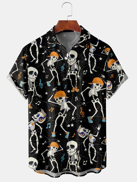 Men's Halloween Skull Graphic Print Short Sleeve Shirt, Black, Short Sleeve Shirts
Men's Halloween Skull Graphic Print Short Sleeve Shirt, Black, Short Sleeve Shirts