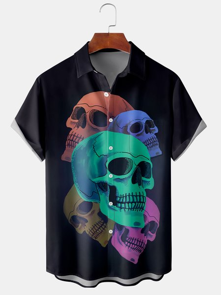Men's Halloween Skull Print Fashion Lapel Short Sleeve Hawaiian Shirt, Black, Short Sleeve Shirts
Men's Halloween Skull Print Fashion Lapel Short Sleeve Hawaiian Shirt, Black, Short Sleeve Shirts