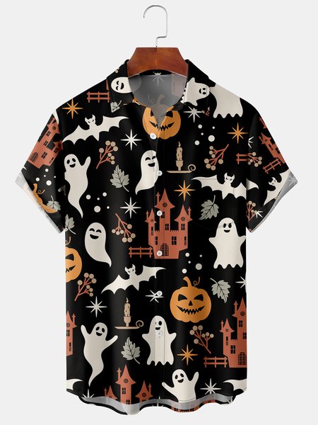 Men's Halloween Element Print Short Sleeve Shirt, Black, Short Sleeve Shirts
Men's Halloween Element Print Short Sleeve Shirt, Black, Short Sleeve Shirts
