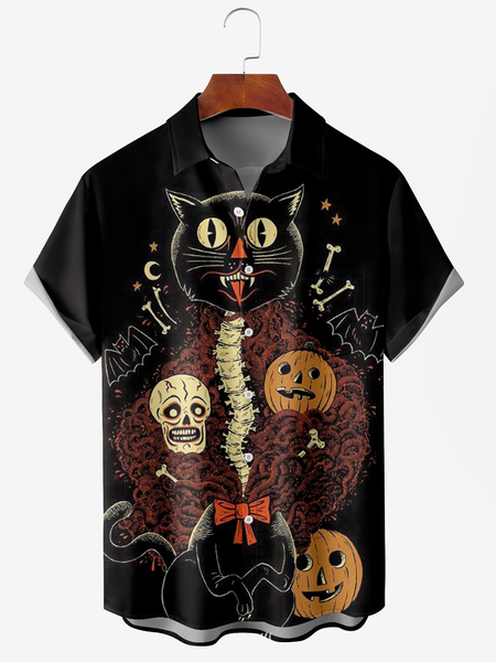 Men's Halloween Pumpkin Print Moisture Wicking Fabric Fashion Lapel Short Sleeve Shirts, Black, Short Sleeve Shirts
Men's Halloween Pumpkin Print Moisture Wicking Fabric Fashion Lapel Short Sleeve Shirts, Black, Short Sleeve Shirts
