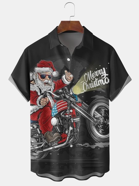 Men's Santa Print Casual Short Sleeve Shirt with Breast Pocket, Black, Short Sleeve Shirts
Men's Santa Print Casual Short Sleeve Shirt with Breast Pocket, Black, Short Sleeve Shirts