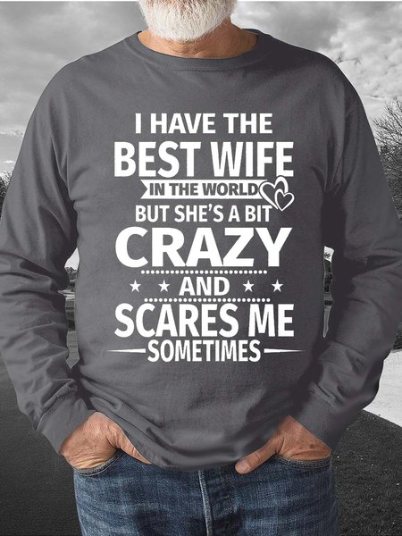 Men Crazy Wife Letters Crew Neck Regular Fit Sweatshirt, Gray, Hoodies&Sweatshirts
Men Crazy Wife Letters Crew Neck Regular Fit Sweatshirt, Gray, Hoodies&Sweatshirts