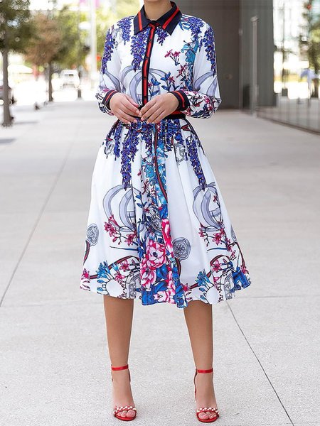 Elegant Floral Long Sleeve Shirt Collar Regular Fit Midi Dress, Multicolor, Midi Dresses
Elegant Floral Long Sleeve Shirt Collar Regular Fit Midi Dress, Multicolor, Midi Dresses