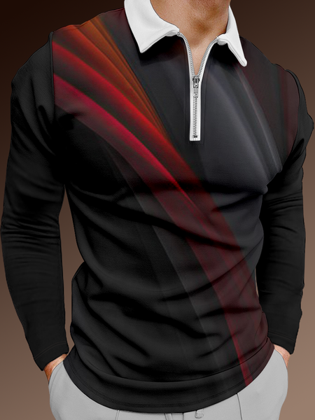 Casual Art Collection Abstract 3D Gradient Lines Geometric Pattern Lapel Long Sleeve Polo Print Top, Black, Men's t-shirts
Casual Art Collection Abstract 3D Gradient Lines Geometric Pattern Lapel Long Sleeve Polo Print Top, Black, Men's t-shirts