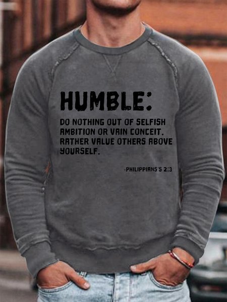 Humble Bible Quotes Men's Sweatshirt, Gray, Hoodies&Sweatshirts
