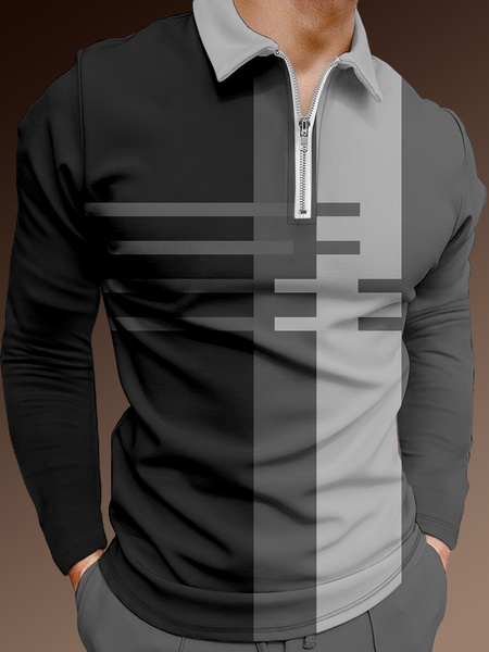 Casual Art Collection Geometric Stripes Color Block Pattern Lapel Long Sleeve Polo Print Top, Black, Men's t-shirts
Casual Art Collection Geometric Stripes Color Block Pattern Lapel Long Sleeve Polo Print Top, Black, Men's t-shirts