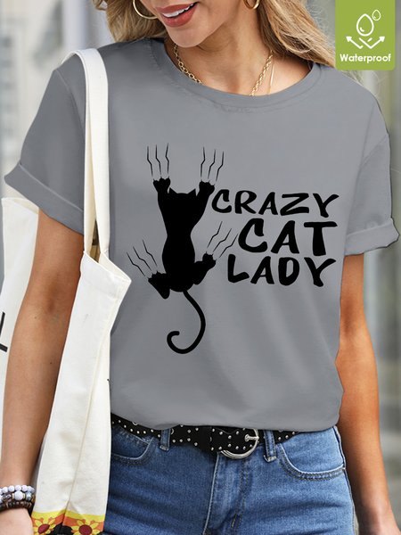 Cat Crew Neck Loose Waterproof Oilproof And Stainproof Fabric T-Shirt, Light gray, T-shirts
Cat Crew Neck Loose Waterproof Oilproof And Stainproof Fabric T-Shirt, Light gray, T-shirts